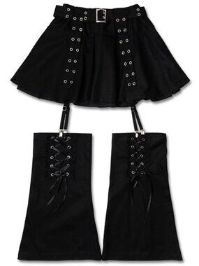 NEW ACDC RAG Dark Abyss Black Mini Skirt with Leg Warmer